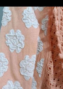 Peach Floral Crochet Cardigan