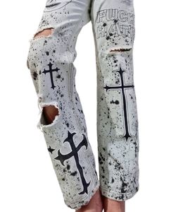 Hand Painted Distressed Jeans