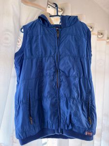 Blue Hooded Puffer Vest