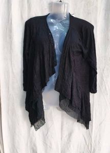 Black Open Front Cardigan