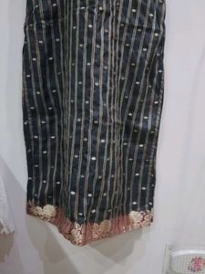 Black Party Wear Banarasi Kurti.