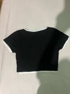 Black &amp; White Trim Crop Top