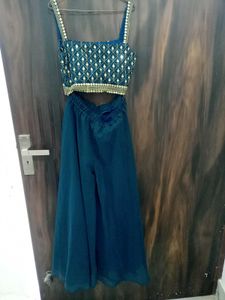 Teal Embellished Kurta Set with Palazzo