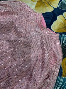 Sparkling Pink Sequin Crop Top
