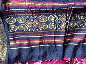 Pink Ikat Silk Saree