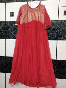 Elegant Red Embroidered Gown