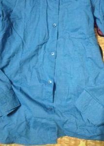 Blue Long-Sleeve Button-Up Shirt