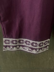 BulBul Plum Salwar Pants with Embroidered Hem
