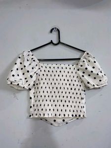 Cute Polka Dot Off-Shoulder Top