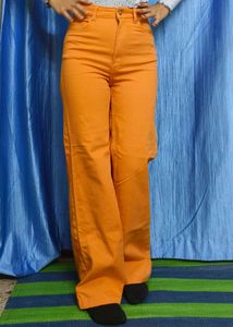 Orange Wide-Leg Jeans