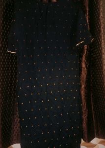 Polka Printed Black Kurta