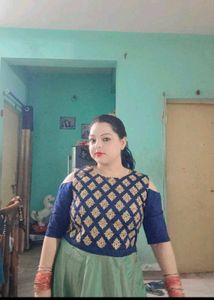Stylish Blue Blouse with Gold Embellishments