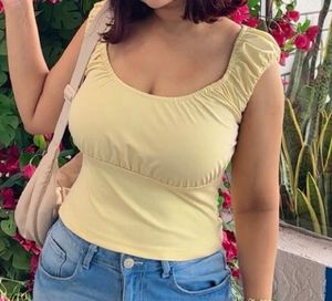 Cute Yellow Smocked Top