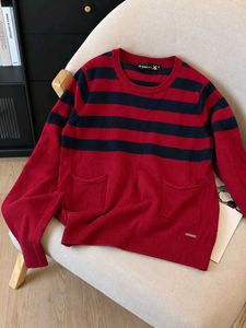 Roadster  Maroon And Navy Blue Striped Pullover