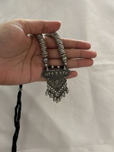 Boho Silver Oxidized Necklace