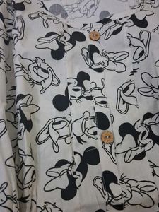 Mickey Mouse Print White Dress