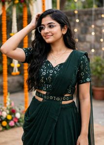 Elegant Green Embellished Saree
