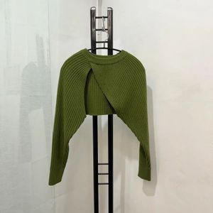 Green Cropped Knit Sweater