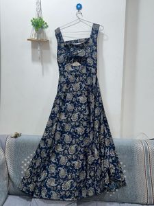 Navy Paisley Print Maxi Dress