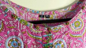 Beautiful Pink Block Print Kurta