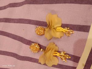 Elegant Beaded Flower Dangle Earrings
