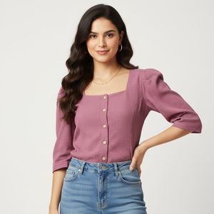 Stylish Mauve Button-Down Top