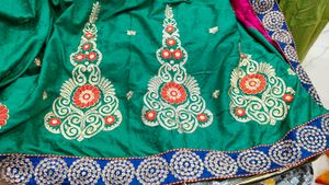 Stunning Pink and Green Embroidered Saree