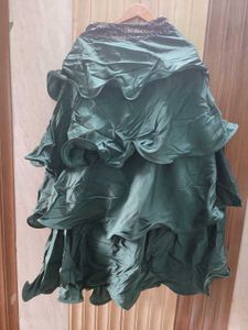 Designer Black blouse &amp; Bottle Green Ruffle Leheng