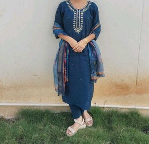 Elegant Blue Kurta Set with Dupatta
