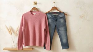 Cozy Pink Sweater & Denim Jeans Set