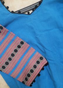 Beautiful Blue Kurta with Unique Sleeve Design