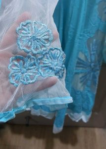 Blue Floral Applique Top