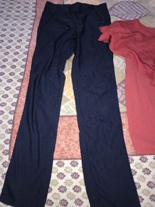 Navy Blue Pants and Coral Top Set