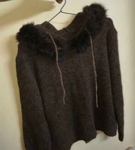 Oversized Brown Faux Fur Hoodie