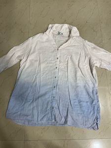 blue and white shirt with short sleeves