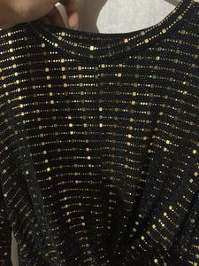 Sparkly Black &amp; Gold Long Sleeve Top