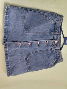 Denim Mini Skirt with Buttons