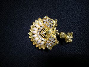 Beautiful, Pretty, Peacock, Moti, Diamond, Golden Colour Hairclip