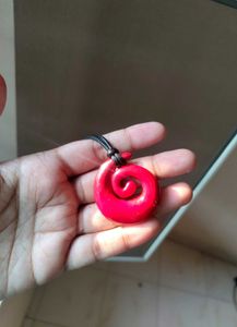 Crimson Red Spiral Pendant Necklace