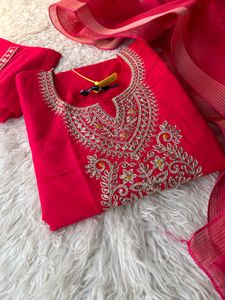 Vibrant Pink Embroidered Kurta Set