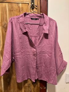 Stylish Pink Satin Button-Up Shirt