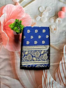 Elegant Royal Blue Silk Saree with Zari Work