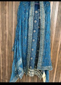Elegant Teal Embellished Kurta Set