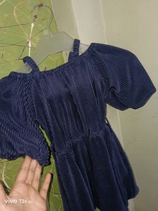 Elegant Navy Blue Bardot Dress