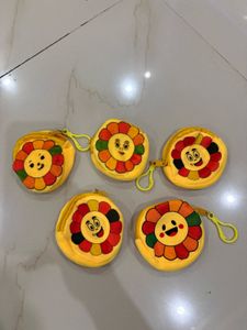 Cute Cartoon Flower Pouches - Set of 5