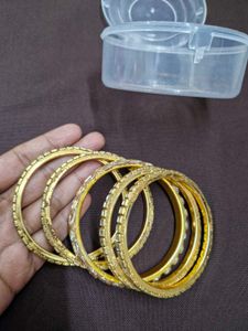 Beautiful Golden Bangles with Heart Detailing- new