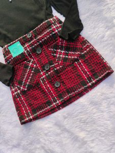 💋Free Shipping Turtleneck &amp; Plaid Mini Skirt💋