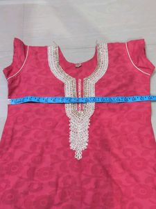 Pink Kurta Set with White Bottoms