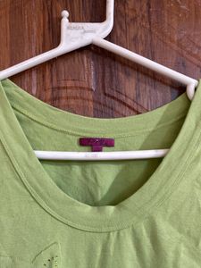 Light Green Sleeveless Top with Flower Detail
