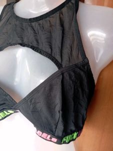 Stylish Black Mesh Sports Bra